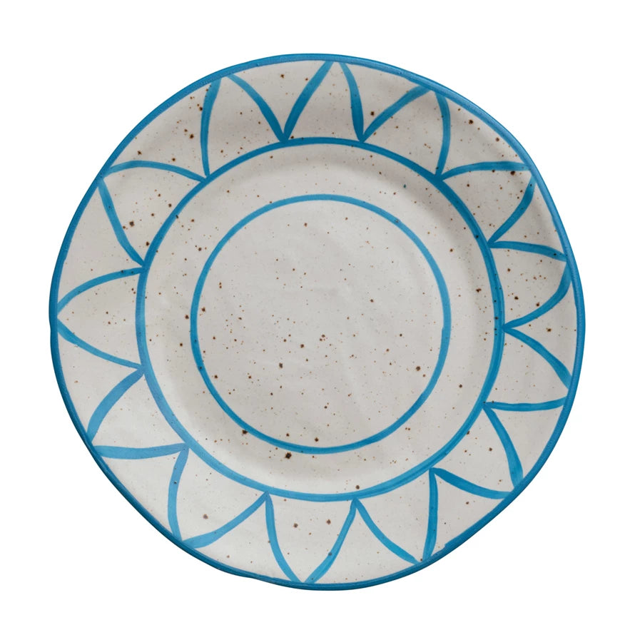 Blue & Cream Plate w/ Design
