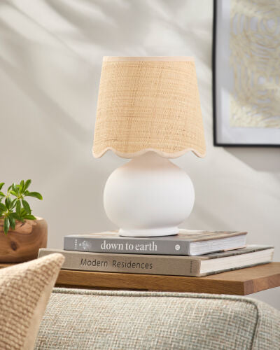 Stella Lamp, Wht/Rattan Shade