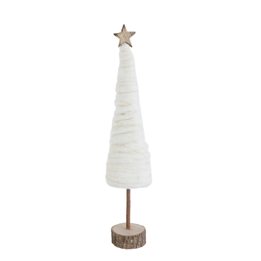 Wht Wool Tree w Wood Star