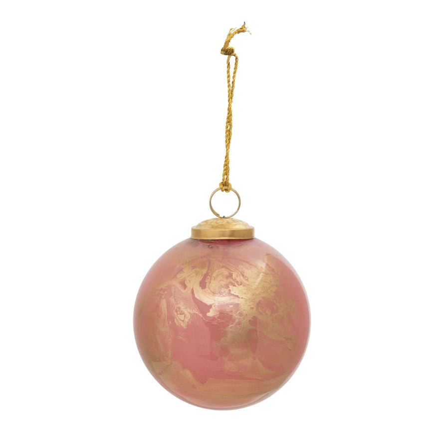 4" Marbled Ball Orn -Pink/Gold