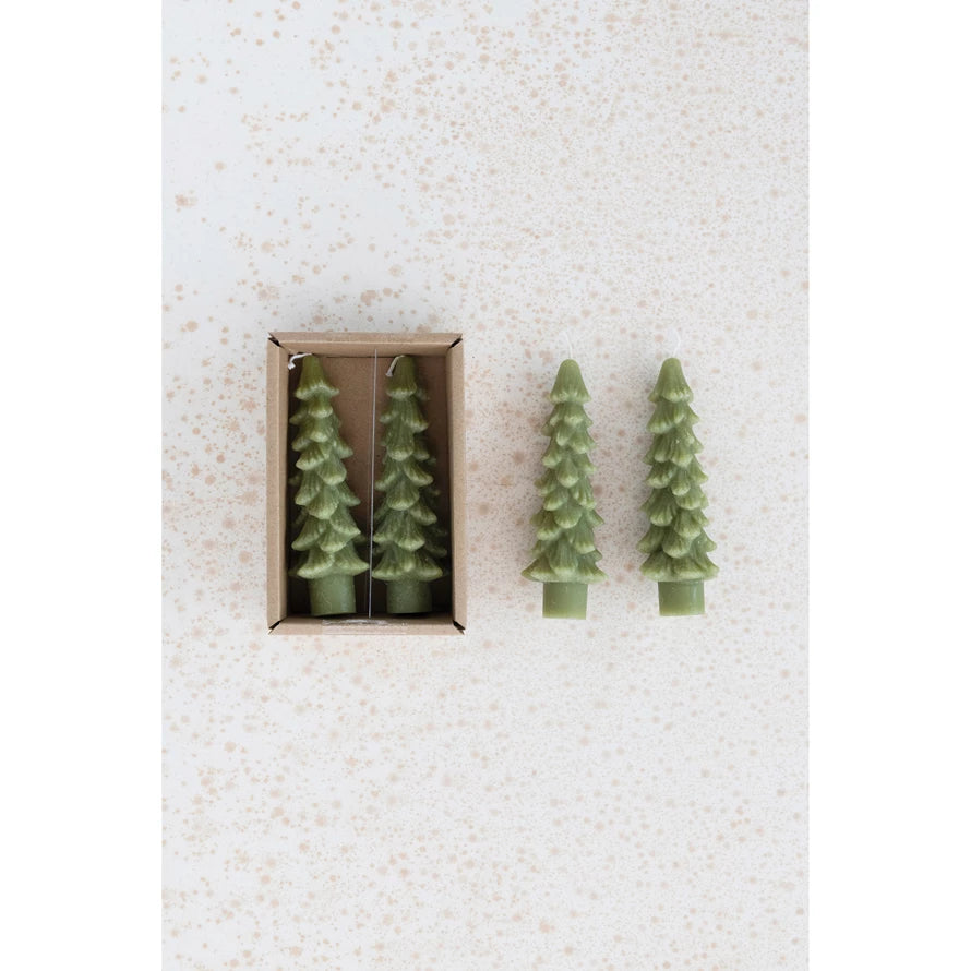 Tree Taper Candles S/2 - Green