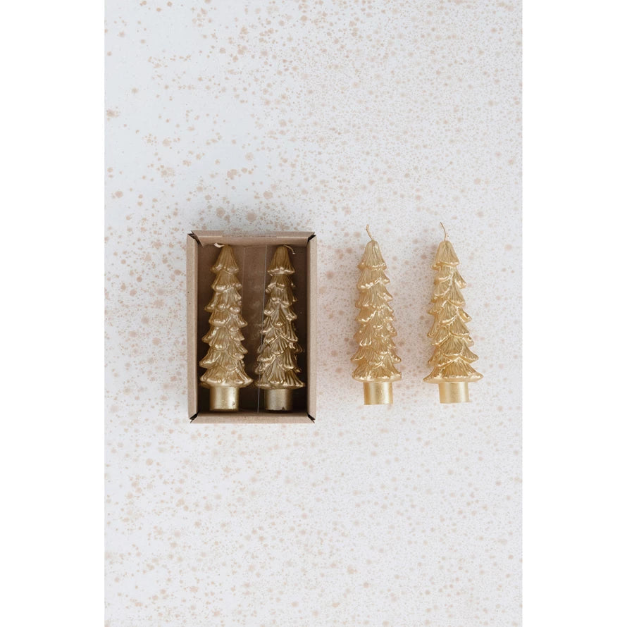 Tree Taper Candles S/2 - Gold