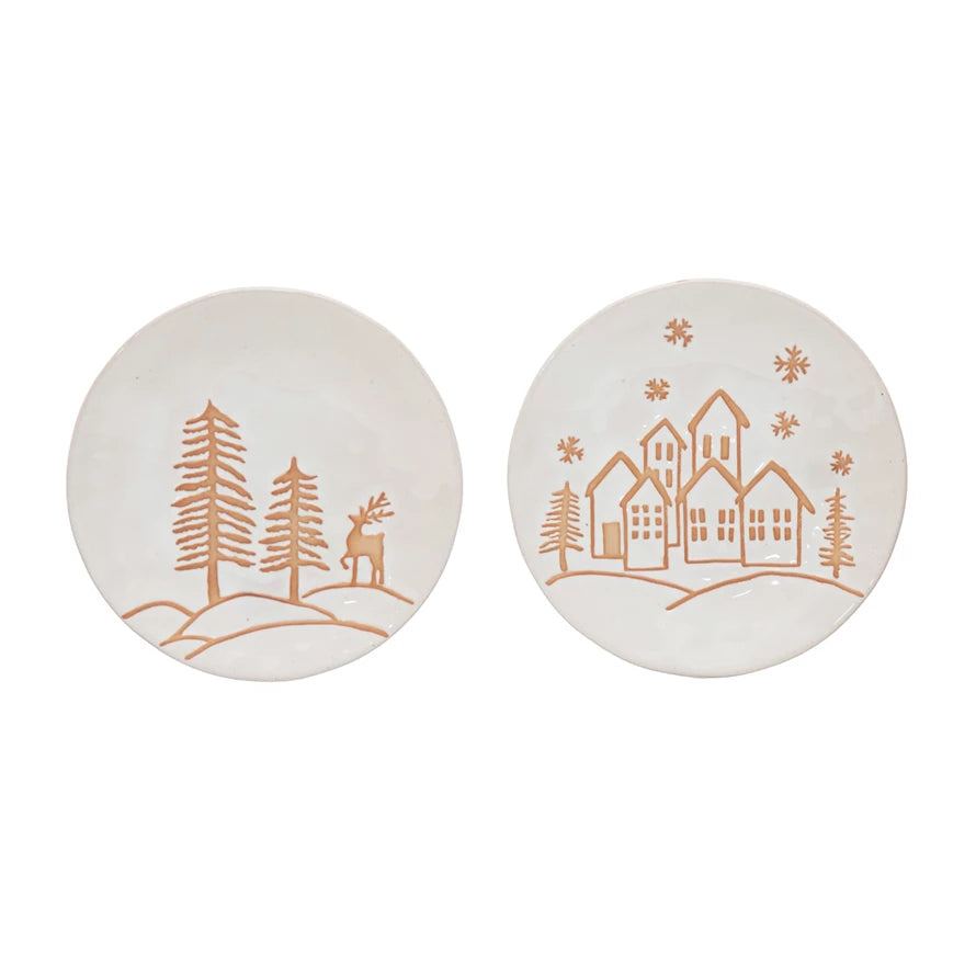 6" Winter Town Stoneware Plate