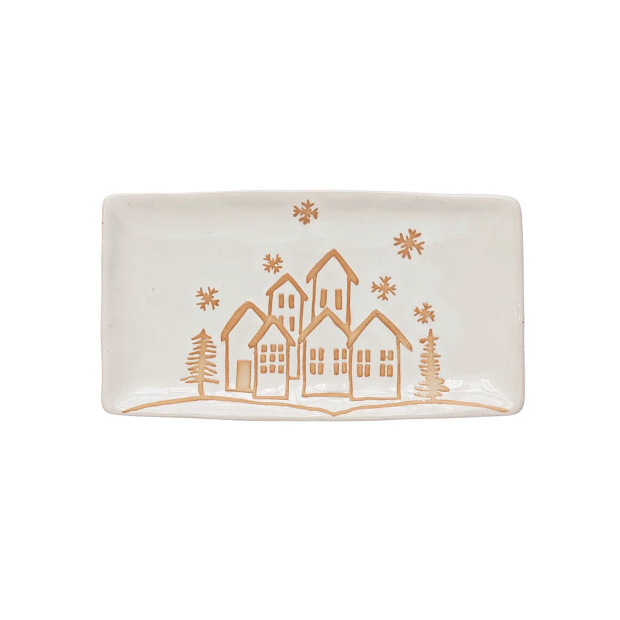 Winter Town Stoneware Platter