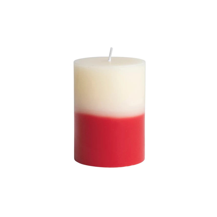 4" Two-Tone Pillar Candle -C/R