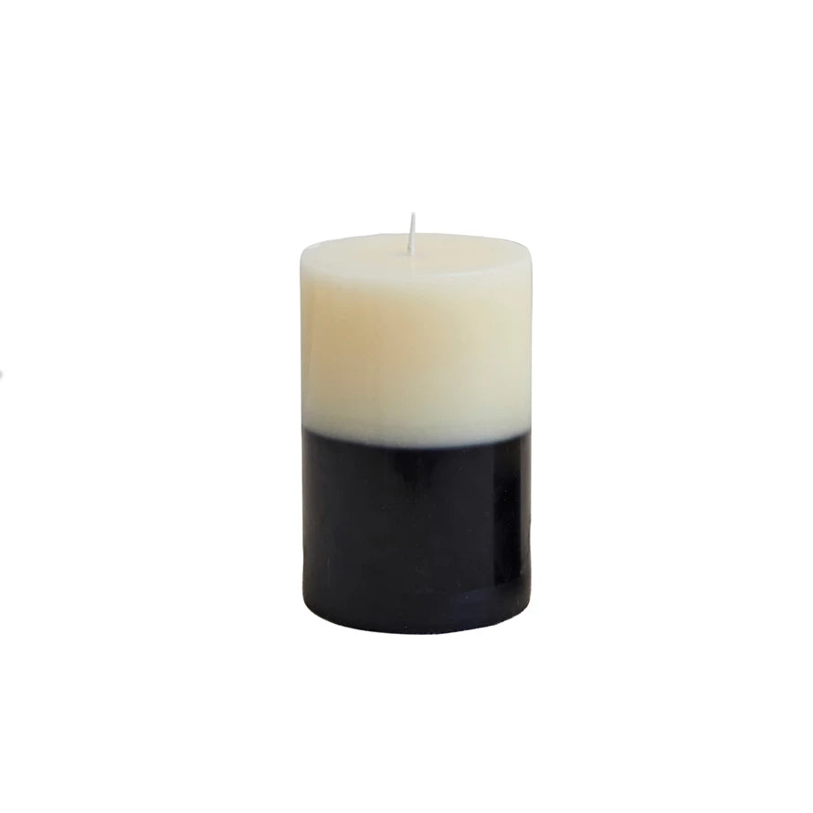 6" Two-Tone Pillar Candle -C/B