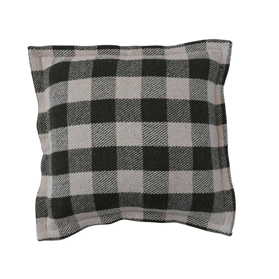 18" Hunter Green Check Pillow