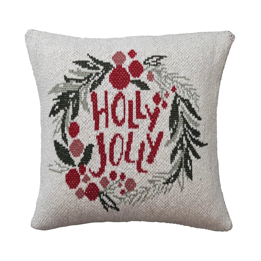 20" Holly Jolly Knit Pillow