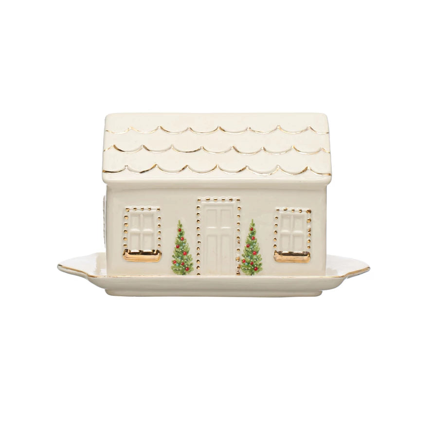 Stoneware House Butter Dish