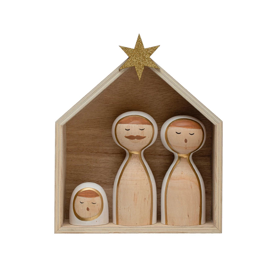 St/4 Nativity w Glitter Star