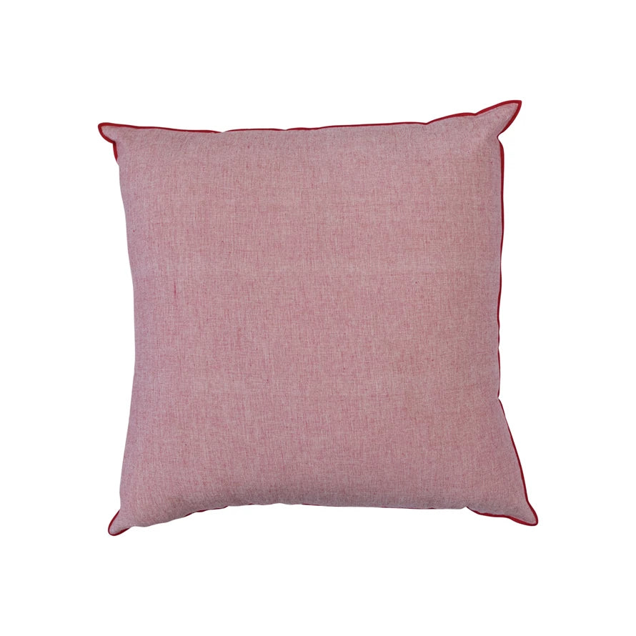 24" Square Red Piping Pillow