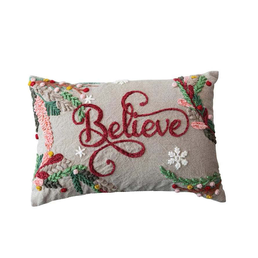 Chambray 'Believe' Pillow