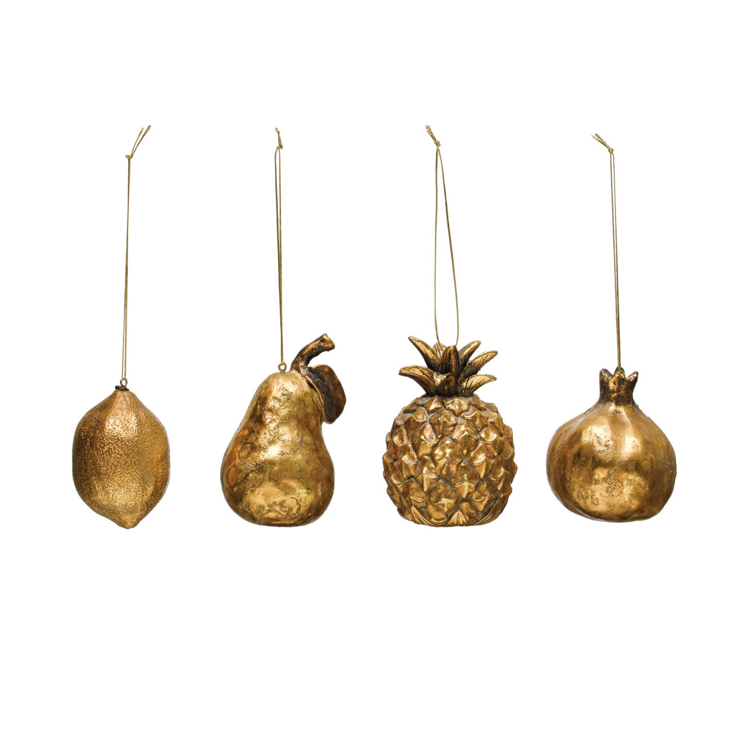 4" Resin Fruit Ornament - Gold