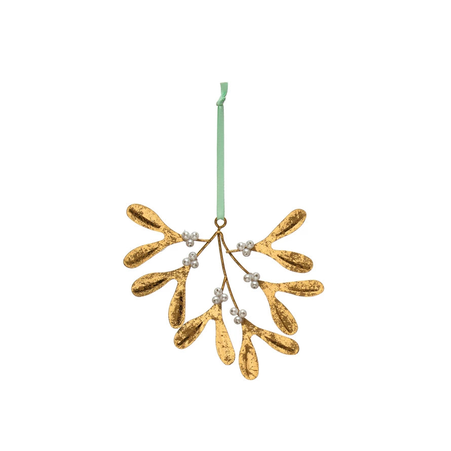 4.5" Gold Mistletoe Ornament