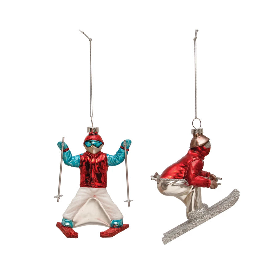 4.5" Painted Skier Ornament