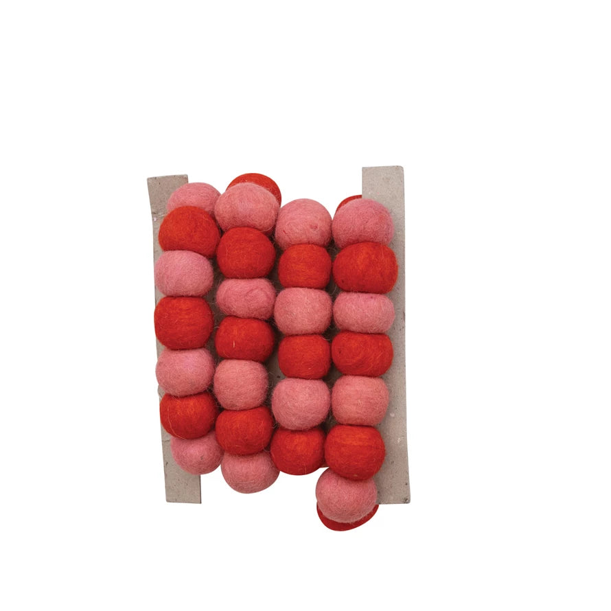 72" Felt Ball Garland -Pin/Red