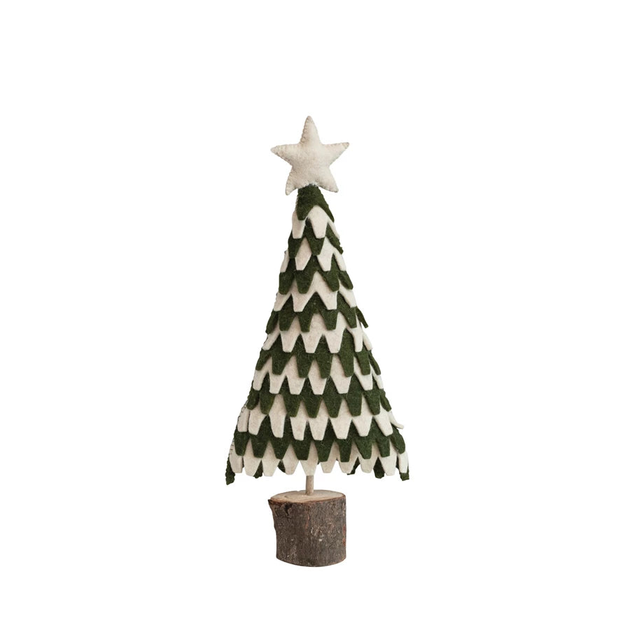 Felt Tree w/Star&Wood Base G/W