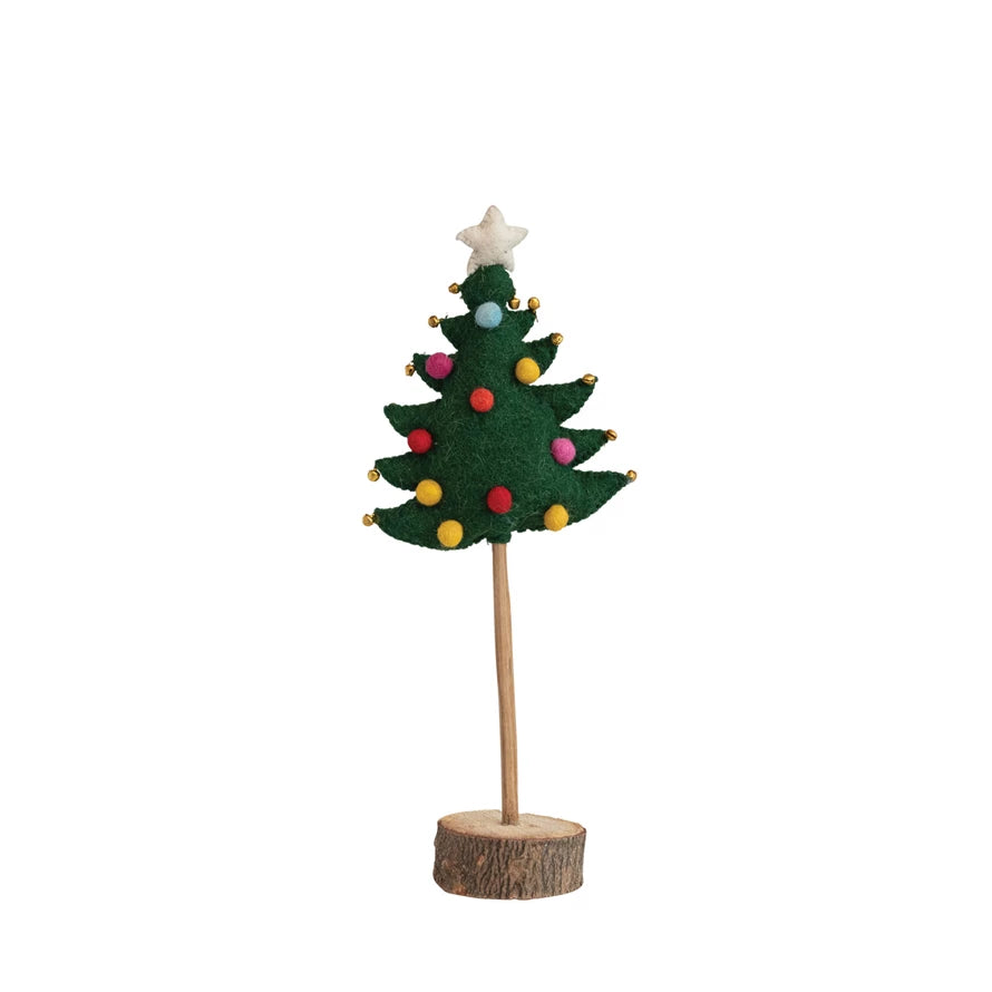 Wool Felt Tree Pom Pom, Bells