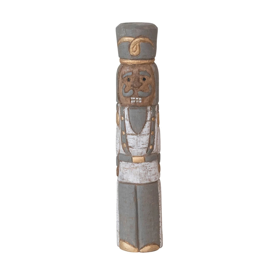 Grey/Gold Carved Nutcracker