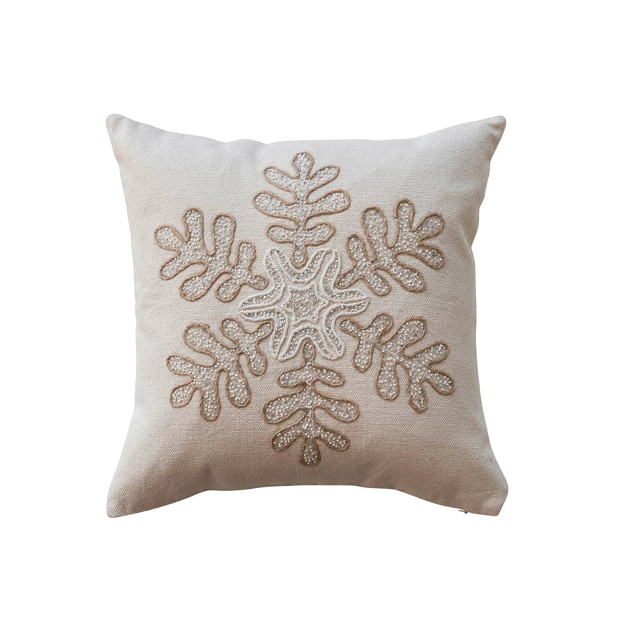 18" Snowflake/Bead Pillow