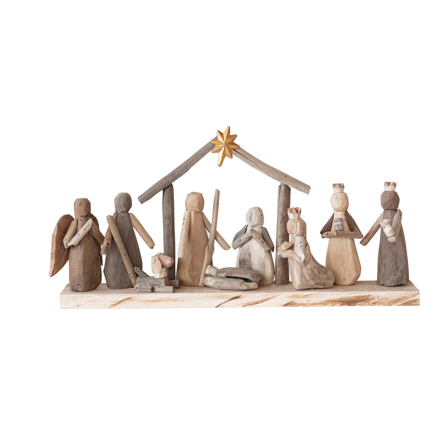 Driftwood Nativity w Gold Star