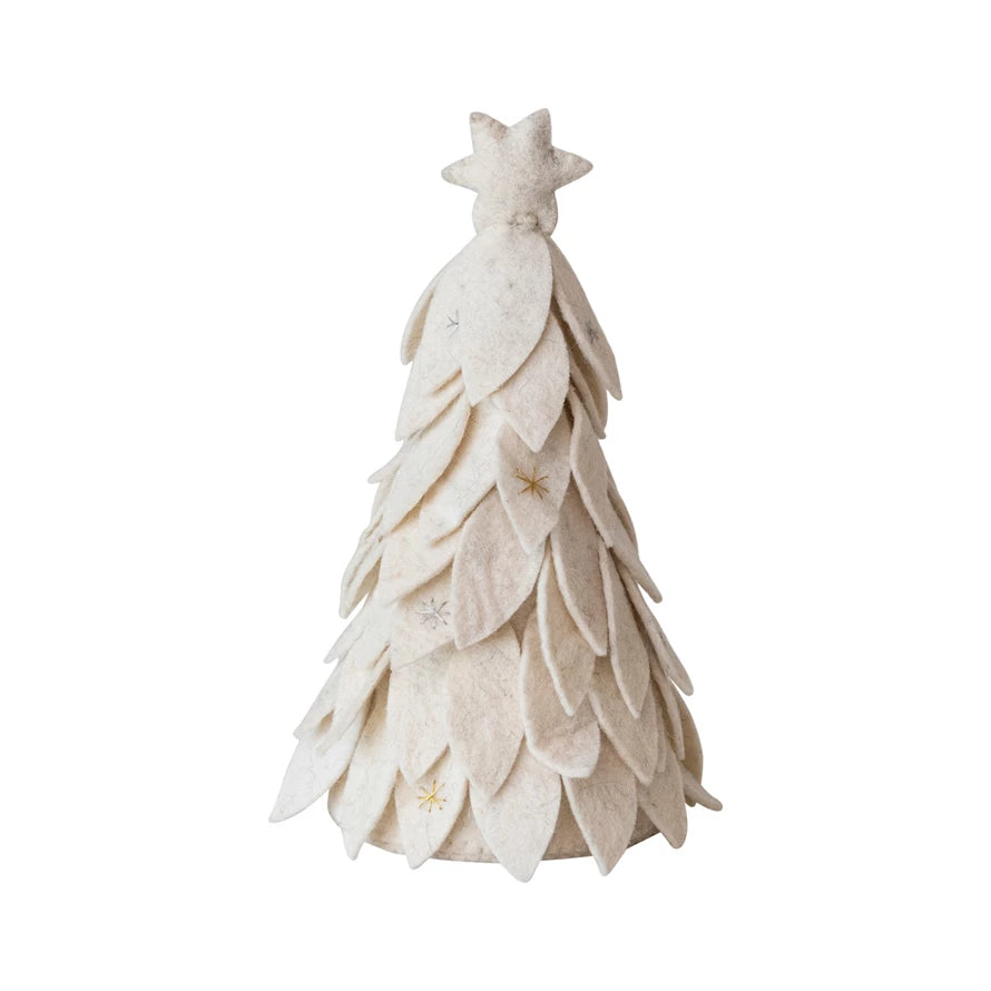 White Wool Felt Xmas Tree