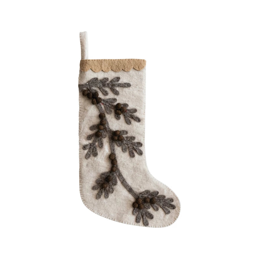 Wool Felt Stocking w Branches