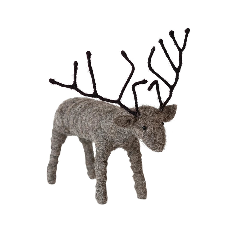 Wool Felt/Wire Grey Reindeer