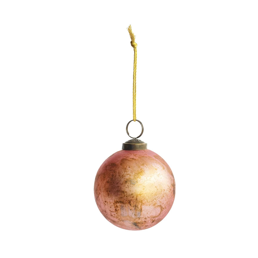 Distressed Pink Ball Ornament