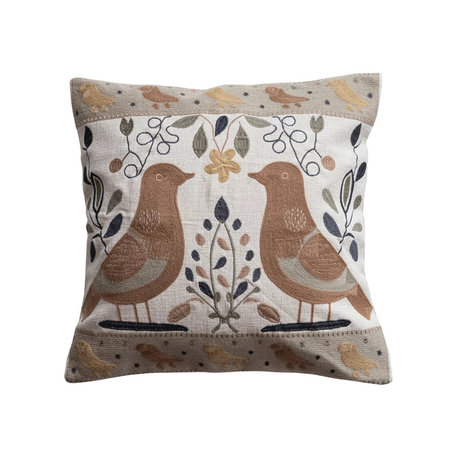 18" Pillow w/ Bird Pattern