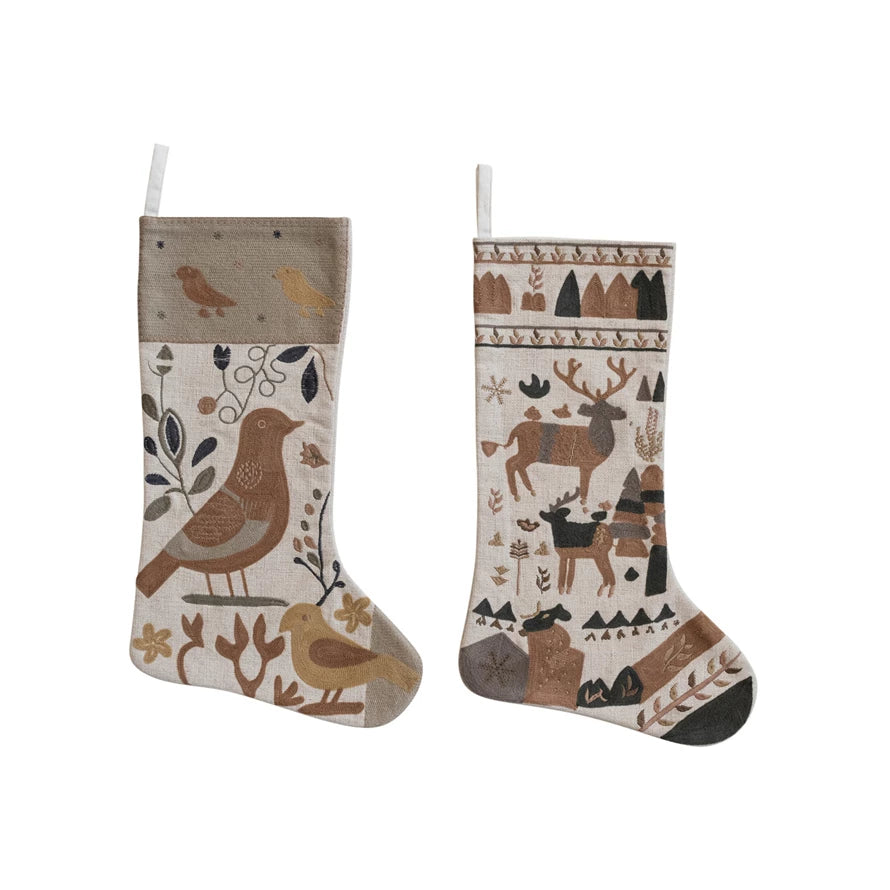 Linen Embroidered Stocking