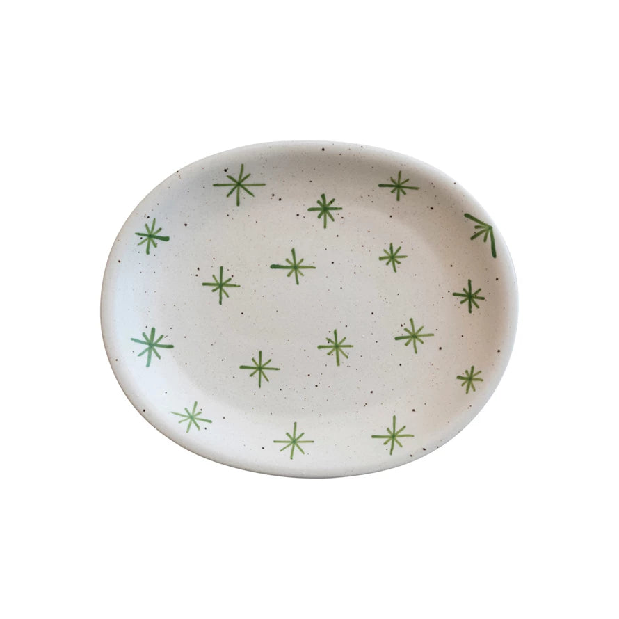 Gr/Cr Speckled Platter w Stars