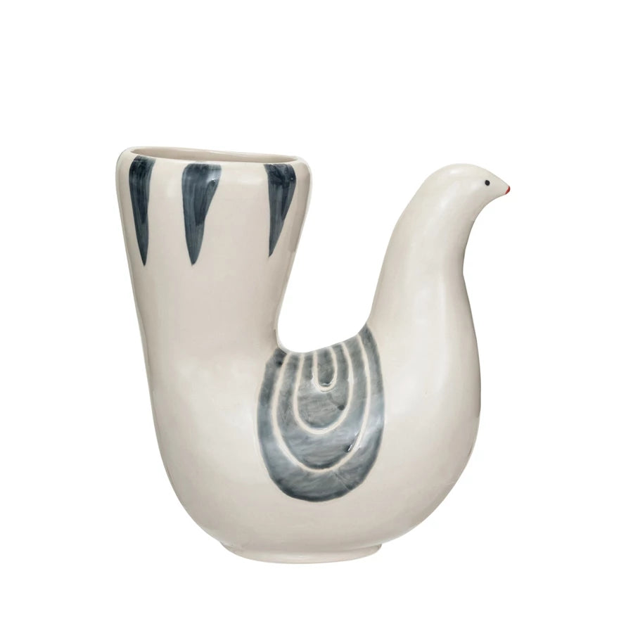 Wht/Blue Dove Shaped Vase