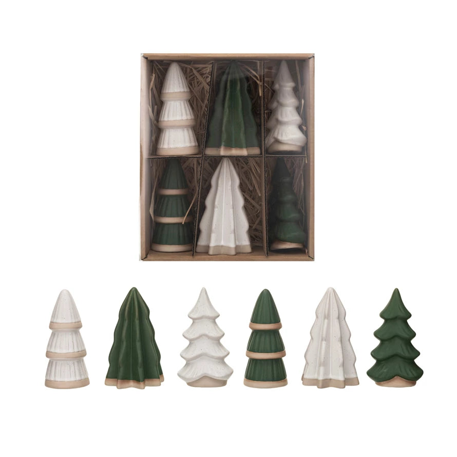 St/6 Stoneware Gr/Wht Trees