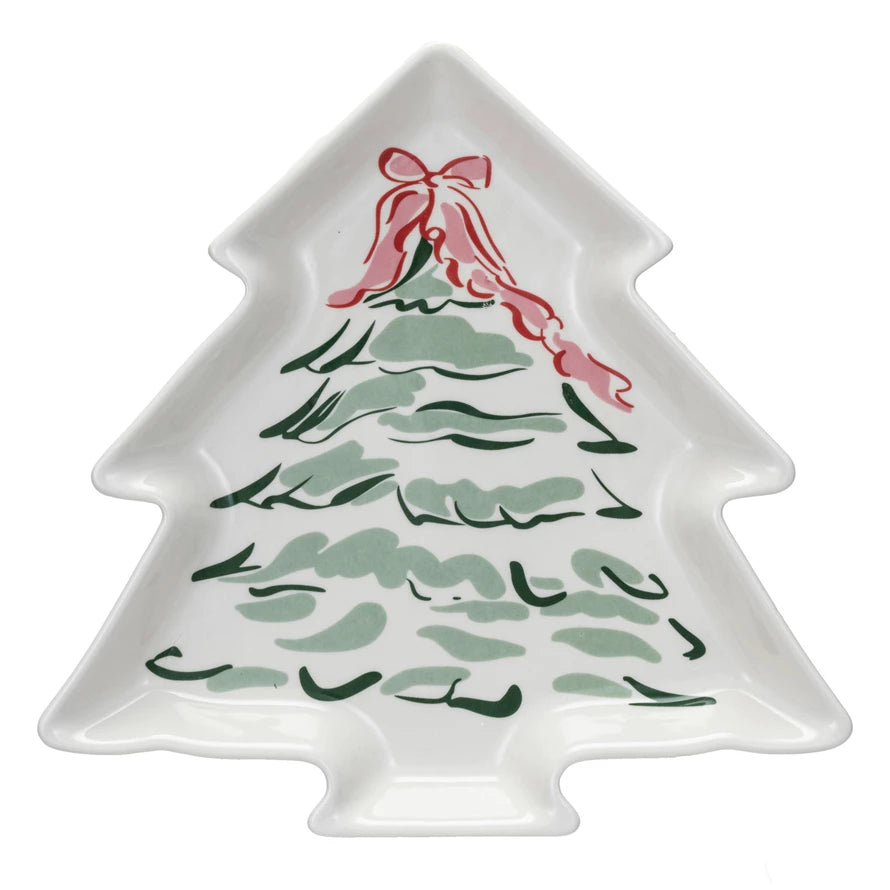 Tree Shaped Plate w Red Ribbon