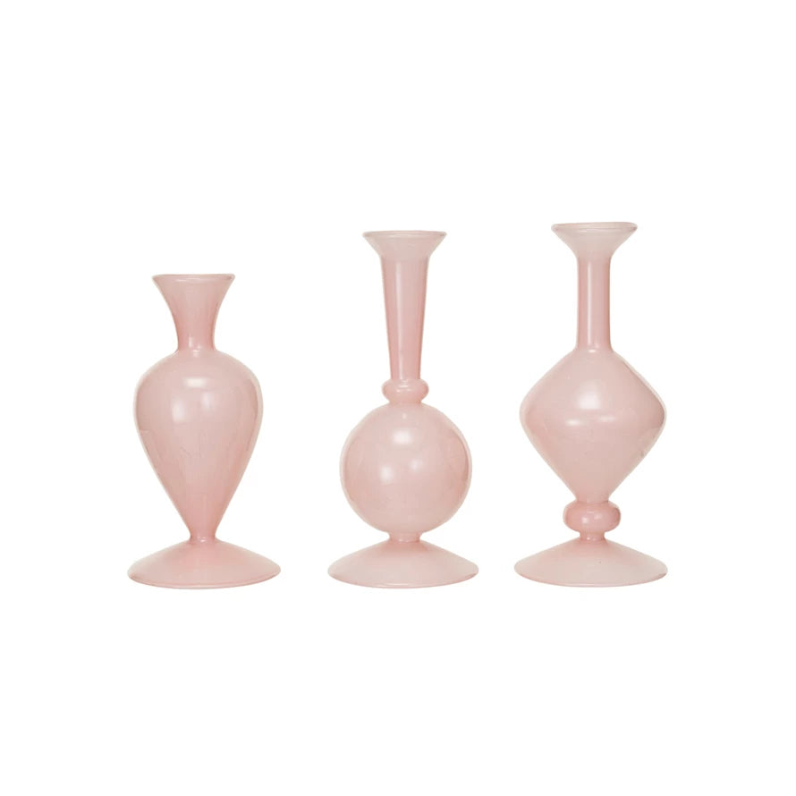 Blown Glass Vase Opaque Pink