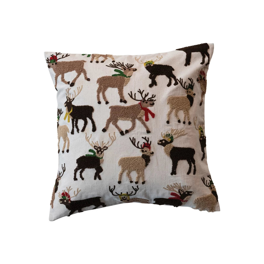 20" Tufted Reindeer Pillow