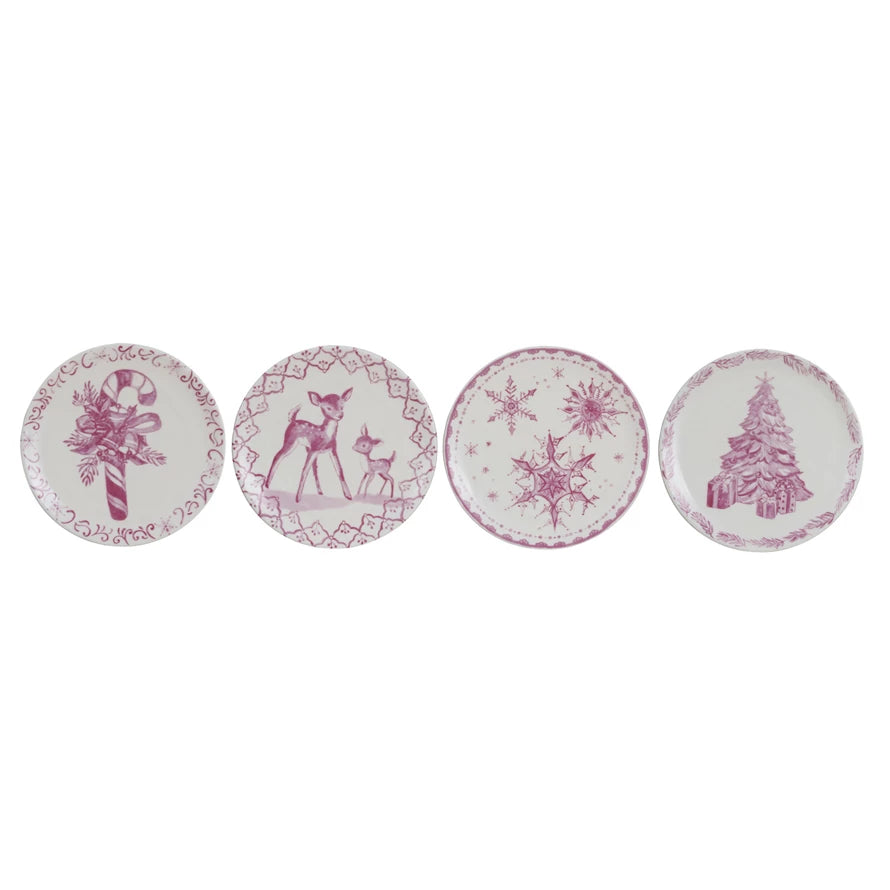 Pink/Cream Holiday Plates