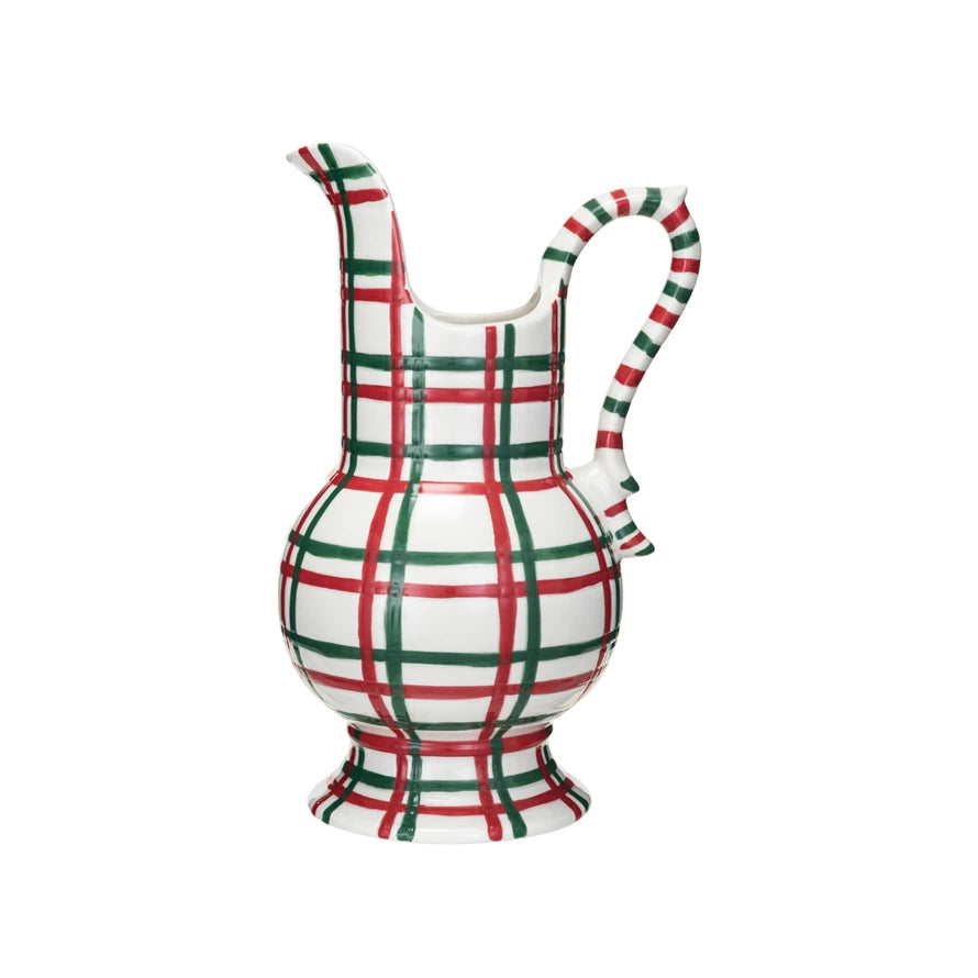 Red/Gr/Wht Plaid Pitcher