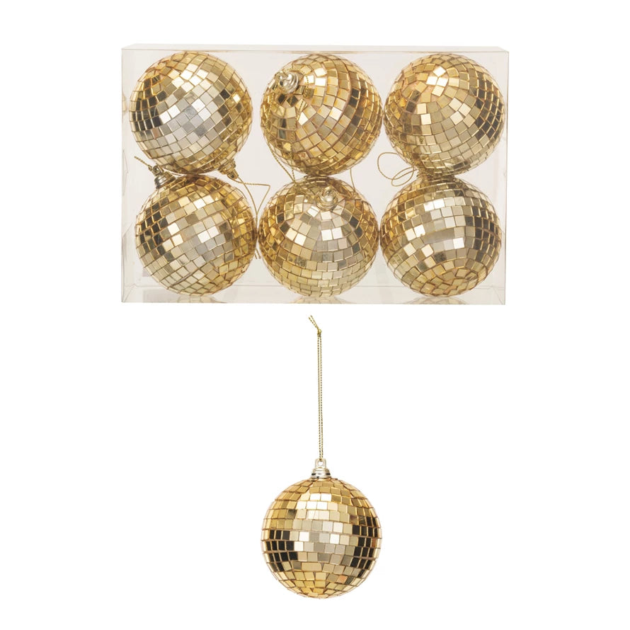 St/6 Gold Disco Ball Ornament