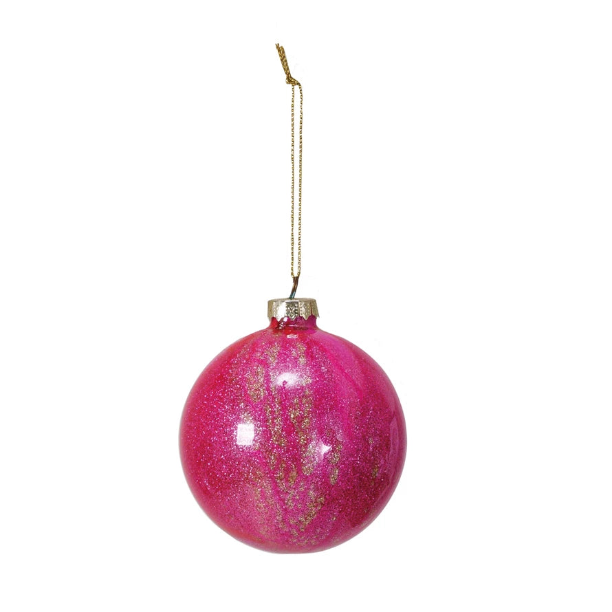 Glitter Pink Ball Ornament