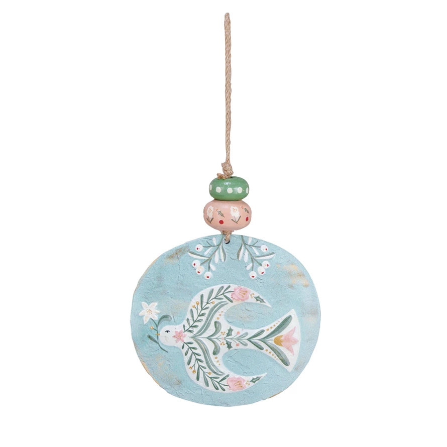 Dove w Wood Beads Ornament