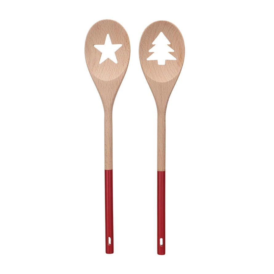 Red/Wood Spoon w Shape Cutout