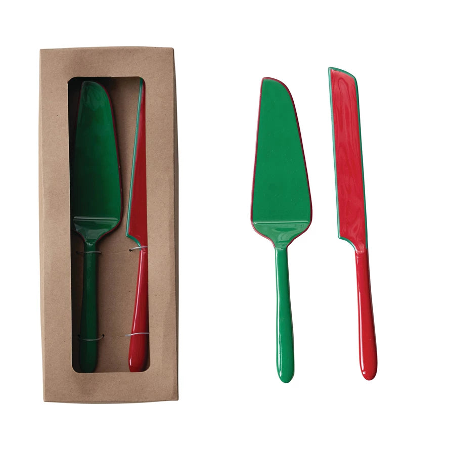 St/2 Red/Gr. Cake Knife/Server