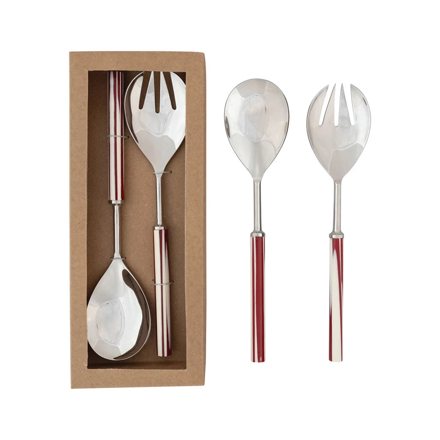 St/2 R/W Marble Salad Servers