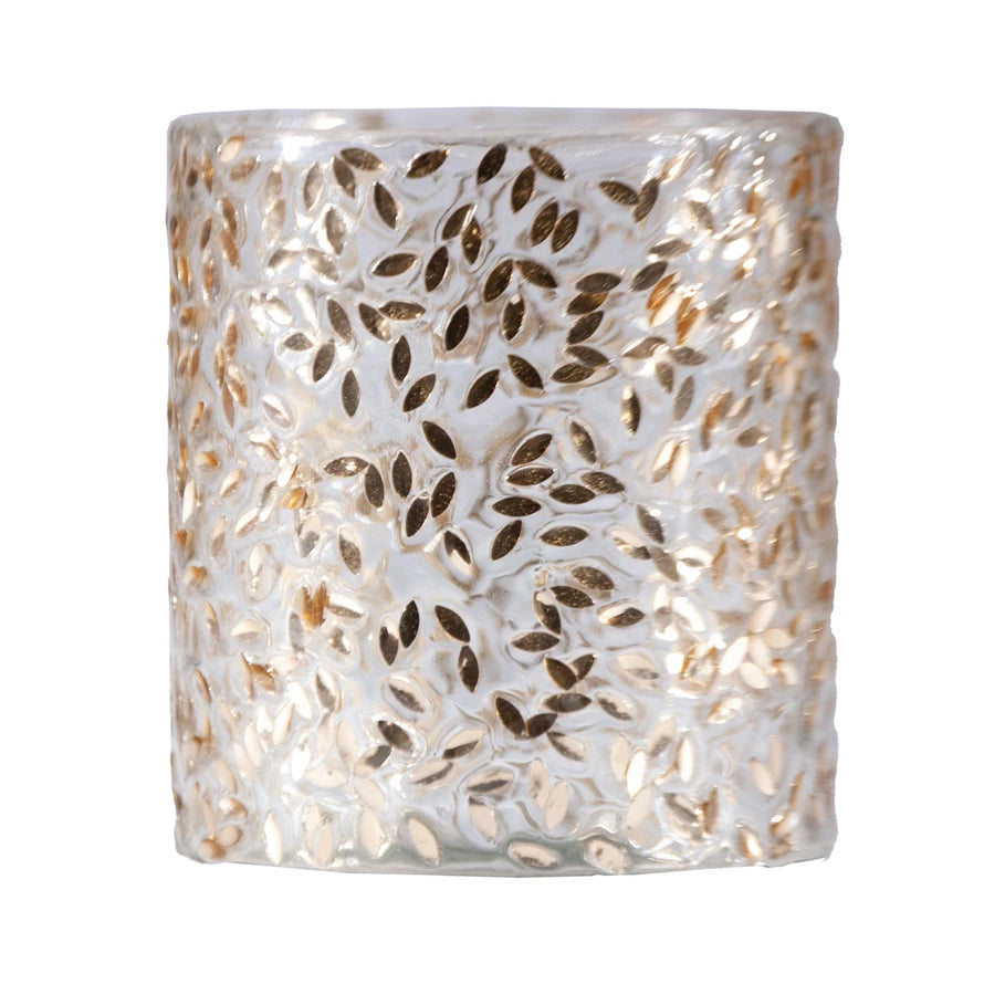 Tealight Holder, Gold Confetti