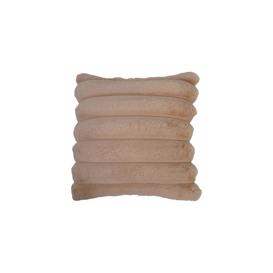 18" Faux Fur Pillow, Blush