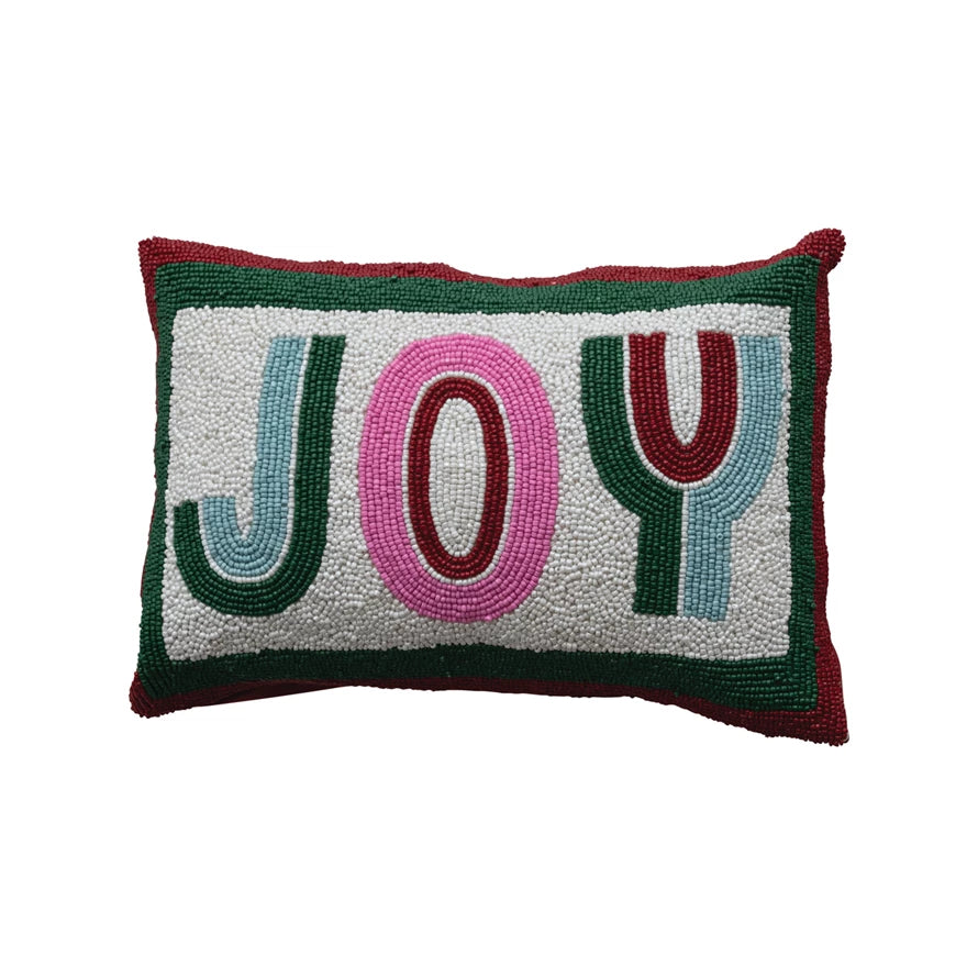 Multicolor Beaded JOY Pillow