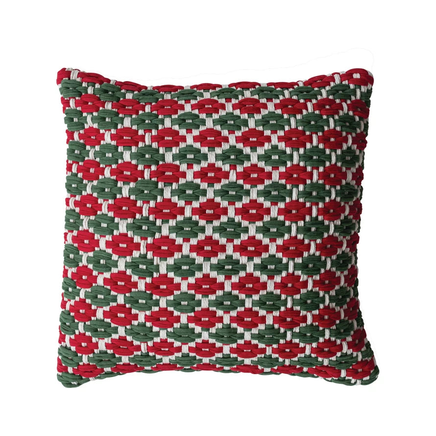 20" Green/Red Chindi Pillow