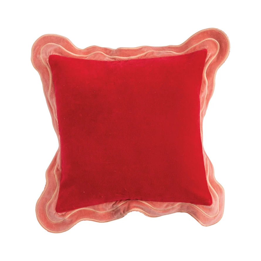 16" Red/Blush Velvet Pillow